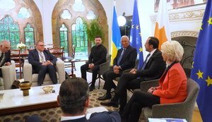 Зеленський, Христодулідіс, Кошта і фон дер Ляєн обговорили оборонну допомогу Україні та репараційну позику. ВIДЕО