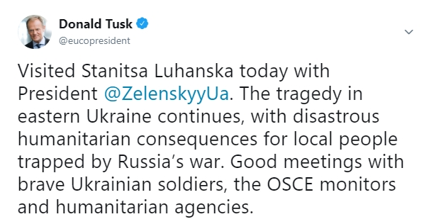 Жители Донбасса попали в ловушку российской войны, гуманитарные последствия катастрофичны, - Туск по итогам визита в Станицу Луганскую 01
