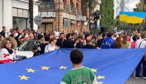 В Грузии протестовали против прибытия очередного круизного лайнера из Сочи. Полиция задержала двух протестующих. ВИДЕО+ФОТОрепортаж