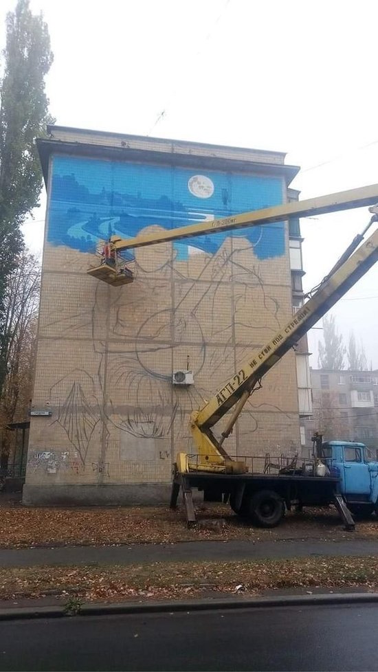 Мурал-оберіг із козаком Мамаєм зявився в Авдіївці 02