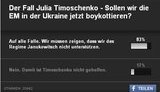 Жителей Германии открыто призвали к бойкоту ЕВРО-2012 из-за издевательств над Тимошенко. 83% опрошенных "за". ФОТО