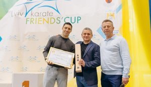 Vasyl Kostyuk received honorary award from Ukrainian Karate Federation for his support of young athletes