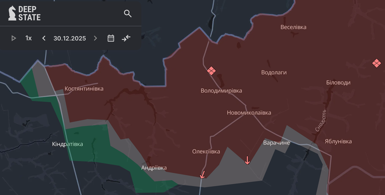 Просування ворога на Сумщині та Донеччині - мапа DeepState
