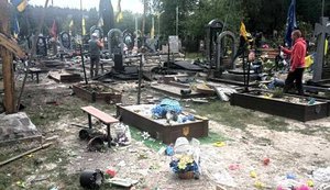 Russians struck cemetery in Chernihiv region, one person has been injured. PHOTOS