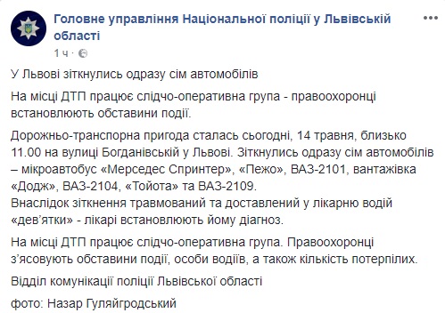 Семь автомобилей столкнулись во Львове, есть пострадавший, - полиция 03