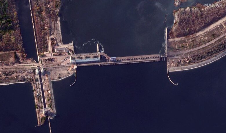 View of bridges blown up by Russians from space 08