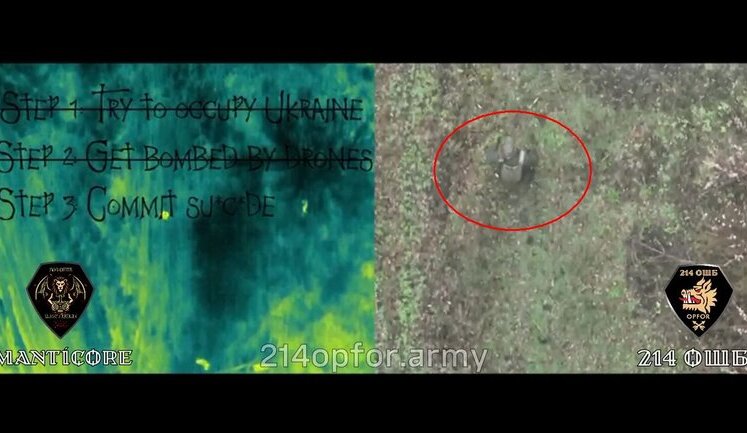 Wounded occupier walks through field and detonates grenade, killing himself. VIDEO