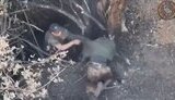 оккупант бьет своего пособника