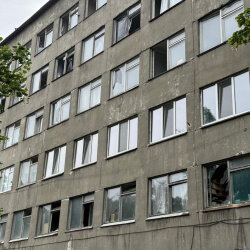 The Dovzhenko film studio suffered the most extensive damage.
