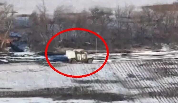 Soldiers on Husky armoured vehicle approach enemy position, throw TM-62 mine into dugout and destroy it along with occupiers. VIDEO