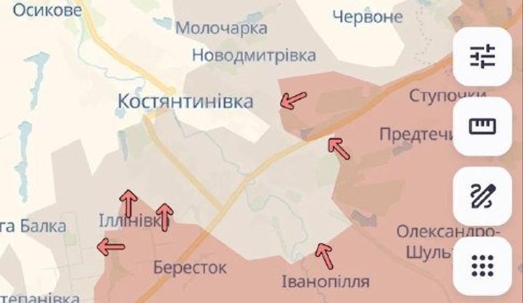 Ворог просунувся поблизу Костянтинівки, - DeepState. МАПА