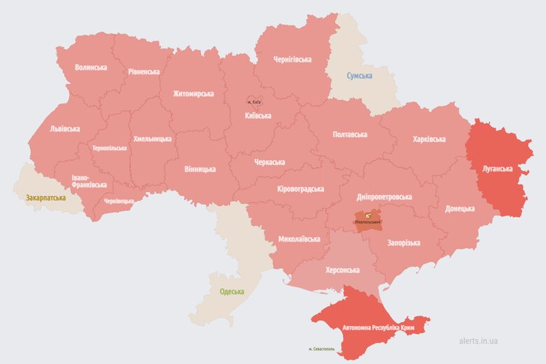 В Украине масштабная воздушная тревога 01