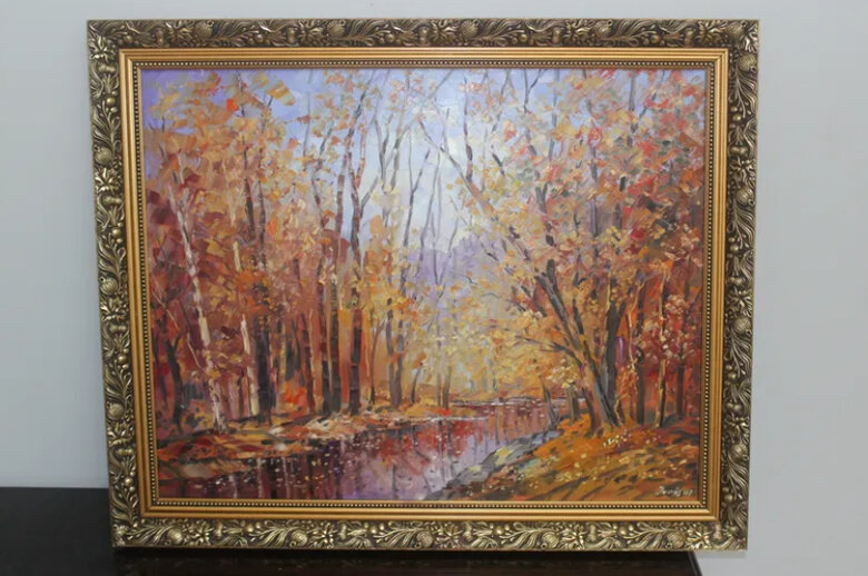 Тиберій Йонаш (1979 р.н.) Осінній ліс з річкою, ціна 5890 грн