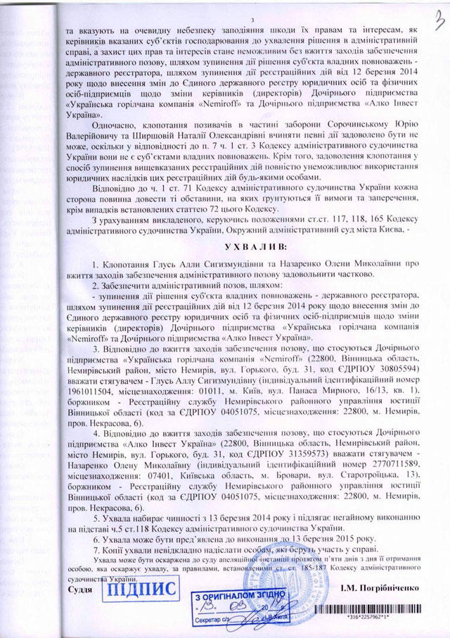 суд постановление nemiroff немиров ухвала