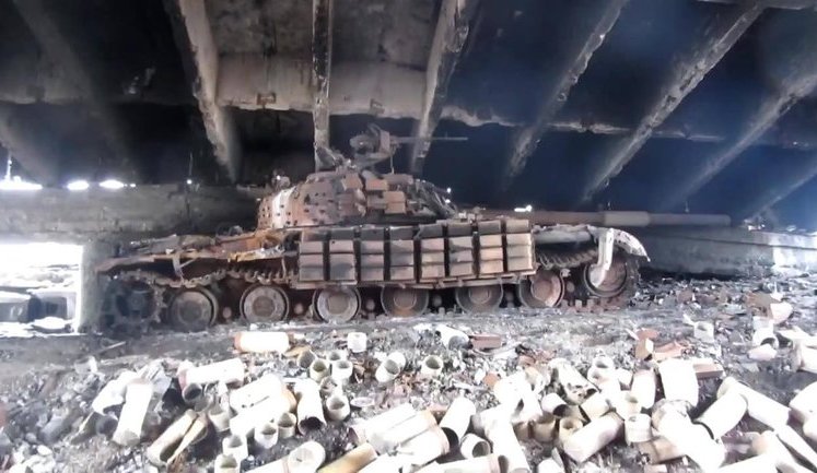 Jan. 18, 2015. Lieutenant Ivan Zhdan and Sergeant-Major Anatolii Skrytskyi destroyed four tanks and Putylivskyi bridge in Donetsk