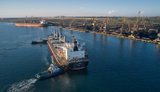 Oil spill in the port of Pivdennyi
