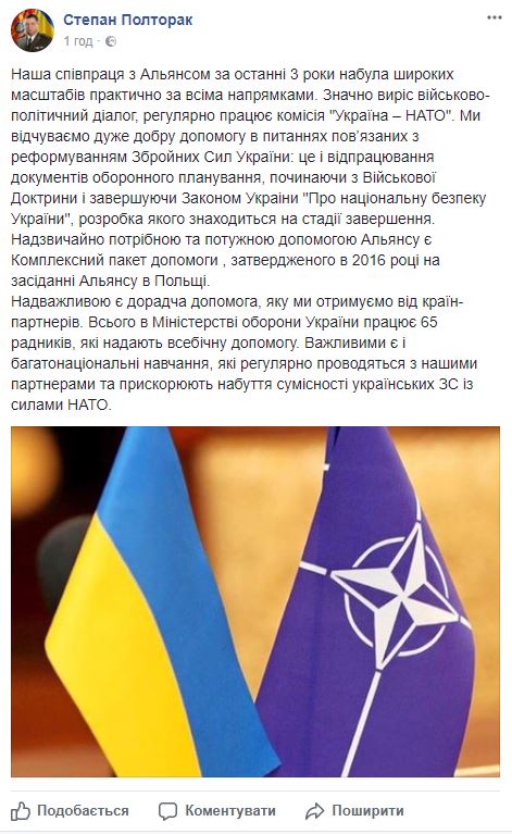 При Міноборони працюють 65 радників від країн НАТО, - Полторак 01