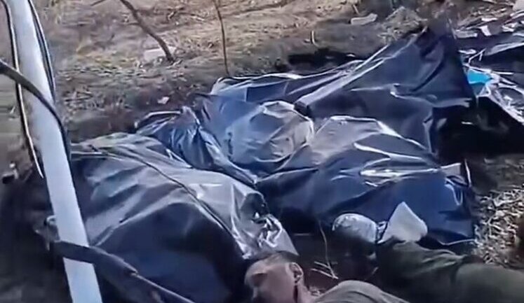 Russian "two-hundreds" lie in black bags at edge of forest. VIDEO