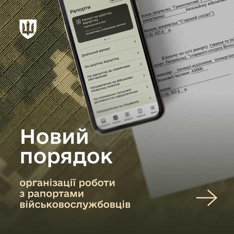 Новий порядок подання рапортів військових