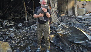 In Kharkiv, Russians hit yard of house of businessman and volunteer Yurii Sapronov with GAB. PHOTO