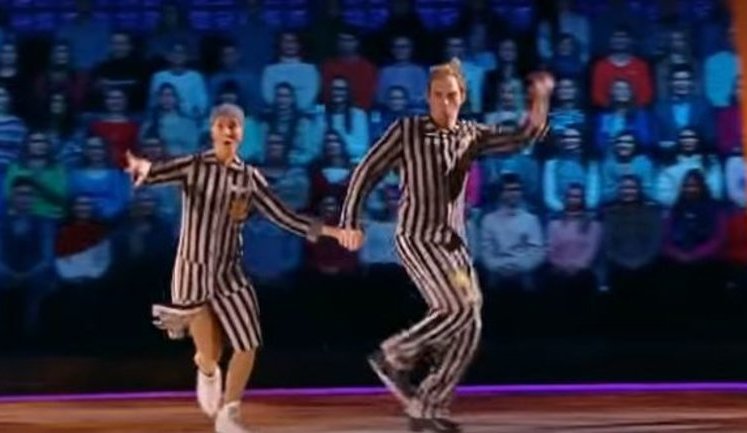 Russian skaters dressed as concentration camp prisoners disgruntle audience. VIDEO