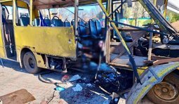 удар по маршрутці у Нікополі