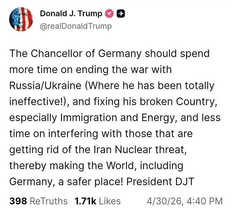 Трамп продолжает критиковать Мерца