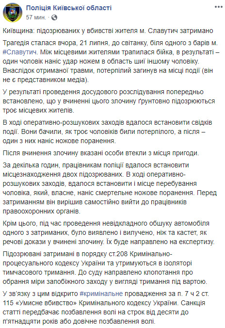 Конфликт в Славутиче закончился убийством местного жителя: подозреваемые задержаны 02