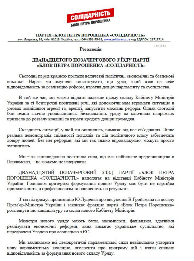 резолюция гройсман бпп