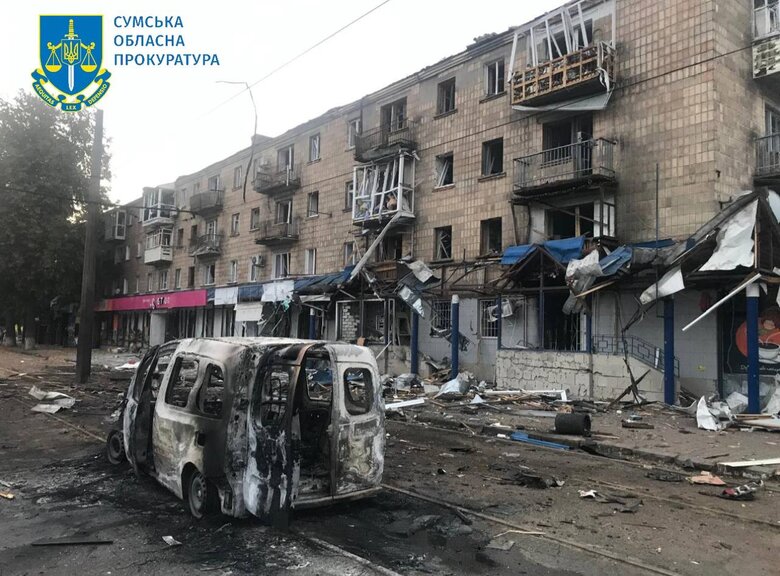 Наслідки удару шахедами по Конотопу на Сумщині 12 вересня 2024 року