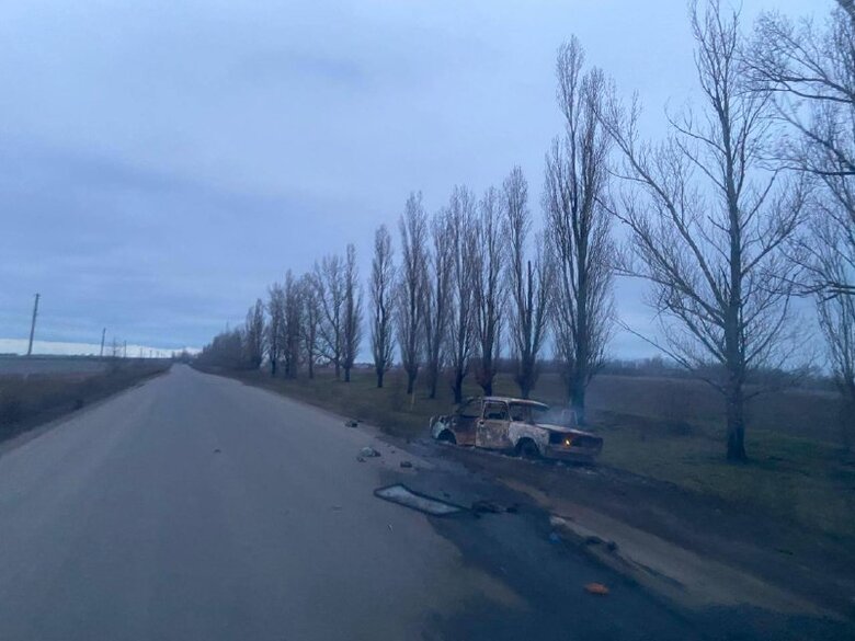 удар дрона по авто на Харківщині
