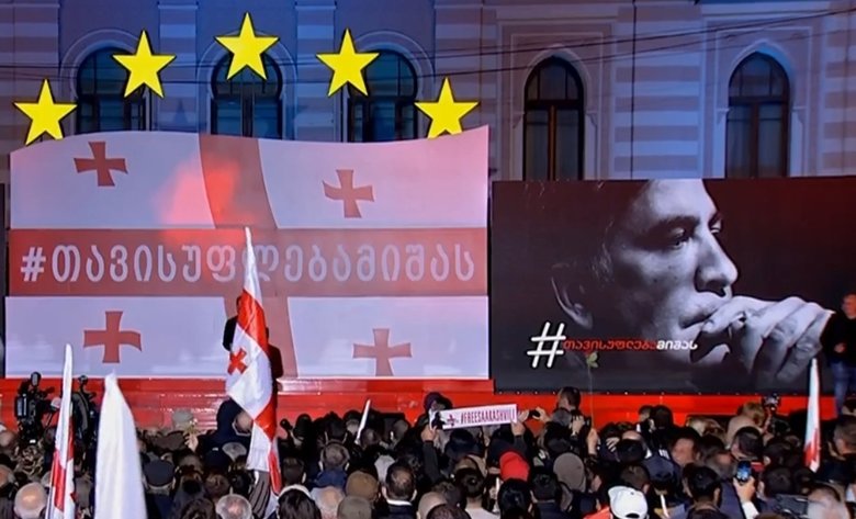 Около 50 тыс. человек в центре Тбилиси требуют освобождения Саакашвили 01