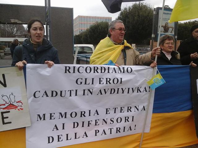 "Avdiivka is Ukrainian Aleppo": Ukrainians protest at Russian embassies in Riga, Rome and Lisbon 06