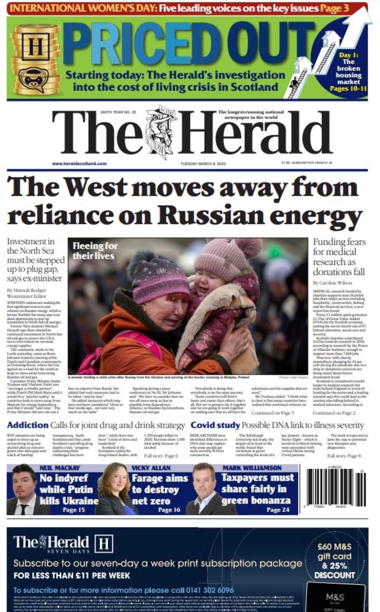 Діти гинуть, люди тікають з домівок – за що?: перші шпальти провідних світових ЗМІ кричать про військові злочини РФ в Україні 05