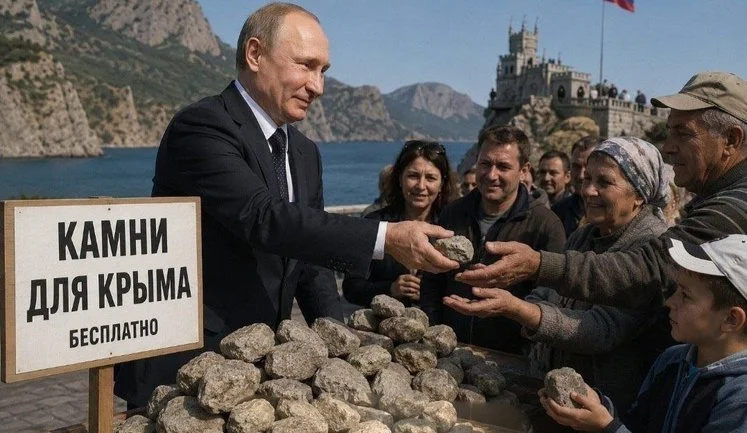 Путіна знову "надули", каміння для Крима, росіяни без бензину. Свіжі фотожаби від "Цензор.НЕТ"