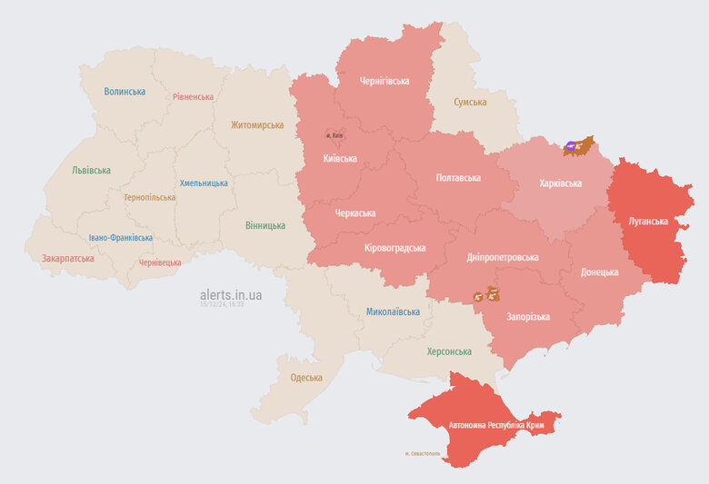 повітряна тривога 15 грудня