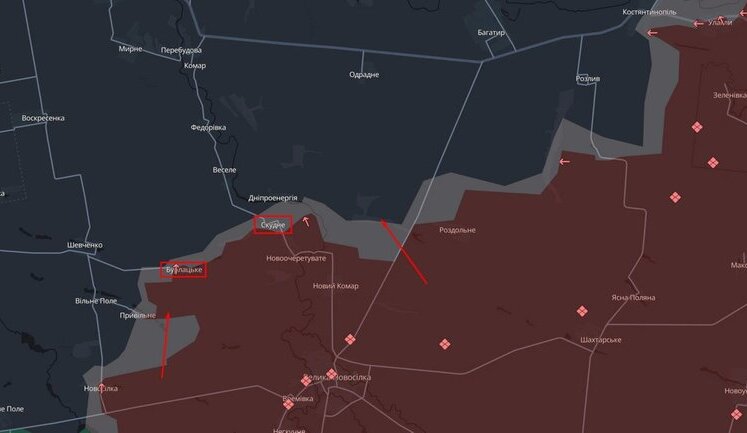 РФ пытается выйти на трассу "Донецк - Запорожье" и давит на север от Великой Новоселки, - 110-я ОМБр. КАРТА