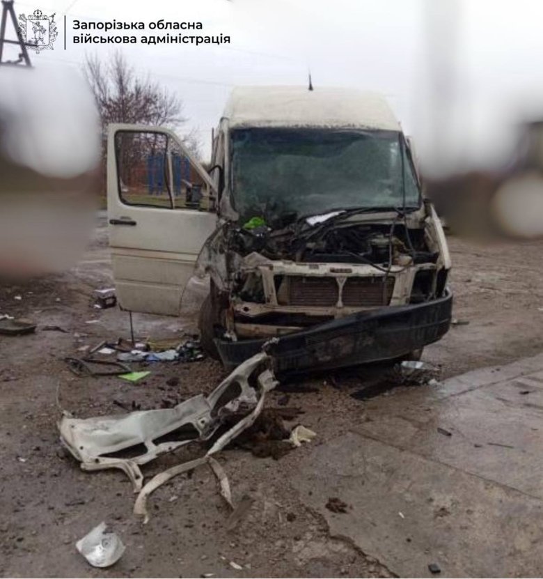 Удар дрона по авто в Запорожье