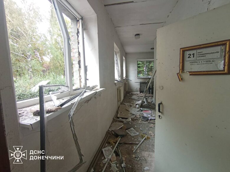 Повреждена пожарно-спасательная часть в Доброполье