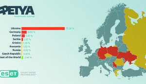 Map of Petya.A virus outbreak published: 75.24 percent of attack affected Ukraine. INFOGRAPHICS