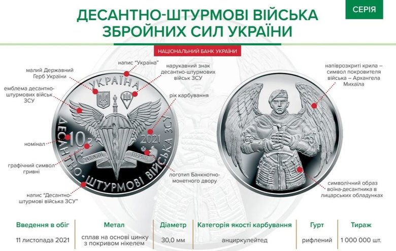 Нацбанк вводить в обіг памятну монету, присвячену Десантно-штурмовим військам ЗСУ 01