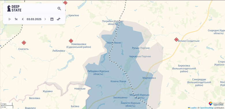 Russian advance near Pohrebky