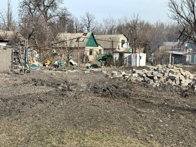 Houses destroyed by Russian strikes in Donetsk region