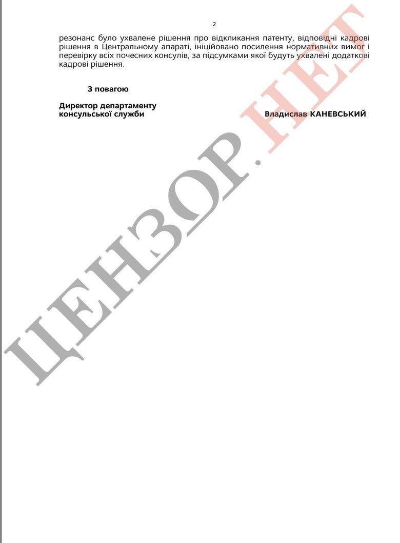 Yakimova was dismissed from her post as honorary consul