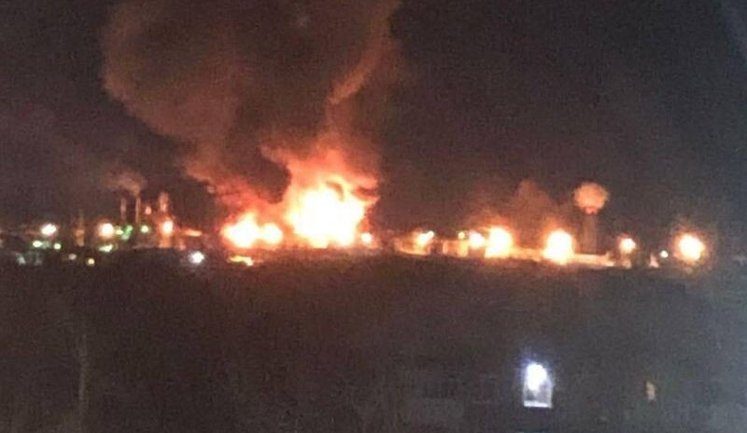Oil refinery on fire in Krasnodar Krai, Russia, due to drone attack