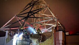 Consequences of Shahed’s wreckage falling on high-rise building in Brovary. PHOTOS