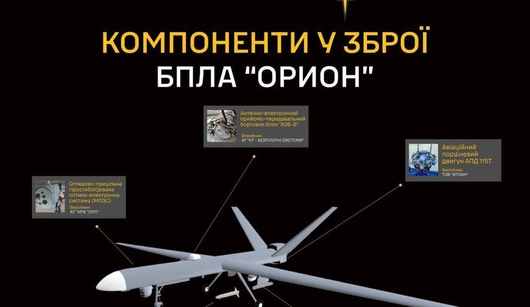 ГУР оприлюднило схему російського БпЛА "Оріон" та дані підприємств, залучених у його виробництві. ФОТО