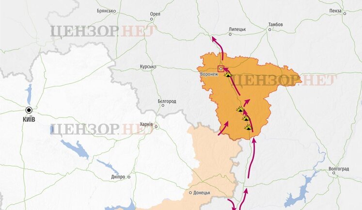 Movement of Prigozhin’s insurgent mercenaries to Moscow. MAP