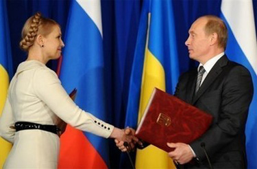 Юлия Тимошенко и Владимир Путин