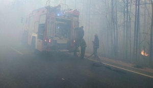 В Зоне ЧАЭС продолжается тушение очагов пожара, привлечены поезд и три вертолета, - ГСЧС